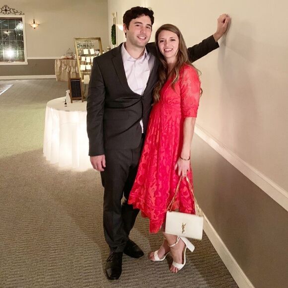 Just Taylor Red Valentine Lace Midi 1/2 Sleeve Dress Flare Handkerchief Hem - Picture 4 of 10